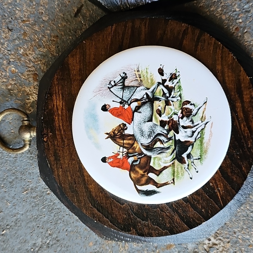 Equestrian HUNT SCENE Wall Plaques with Ceramic On Wood. COLLECTOR 6"x .75" - Picture 4 of 5